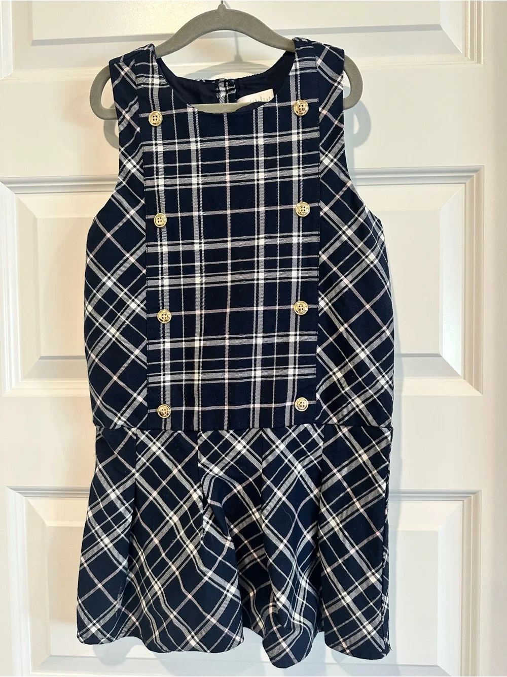Gymboree Tidal Plaid Sleeveless Twill Pleated Jumper Dress | Girls Size 7 | EUC